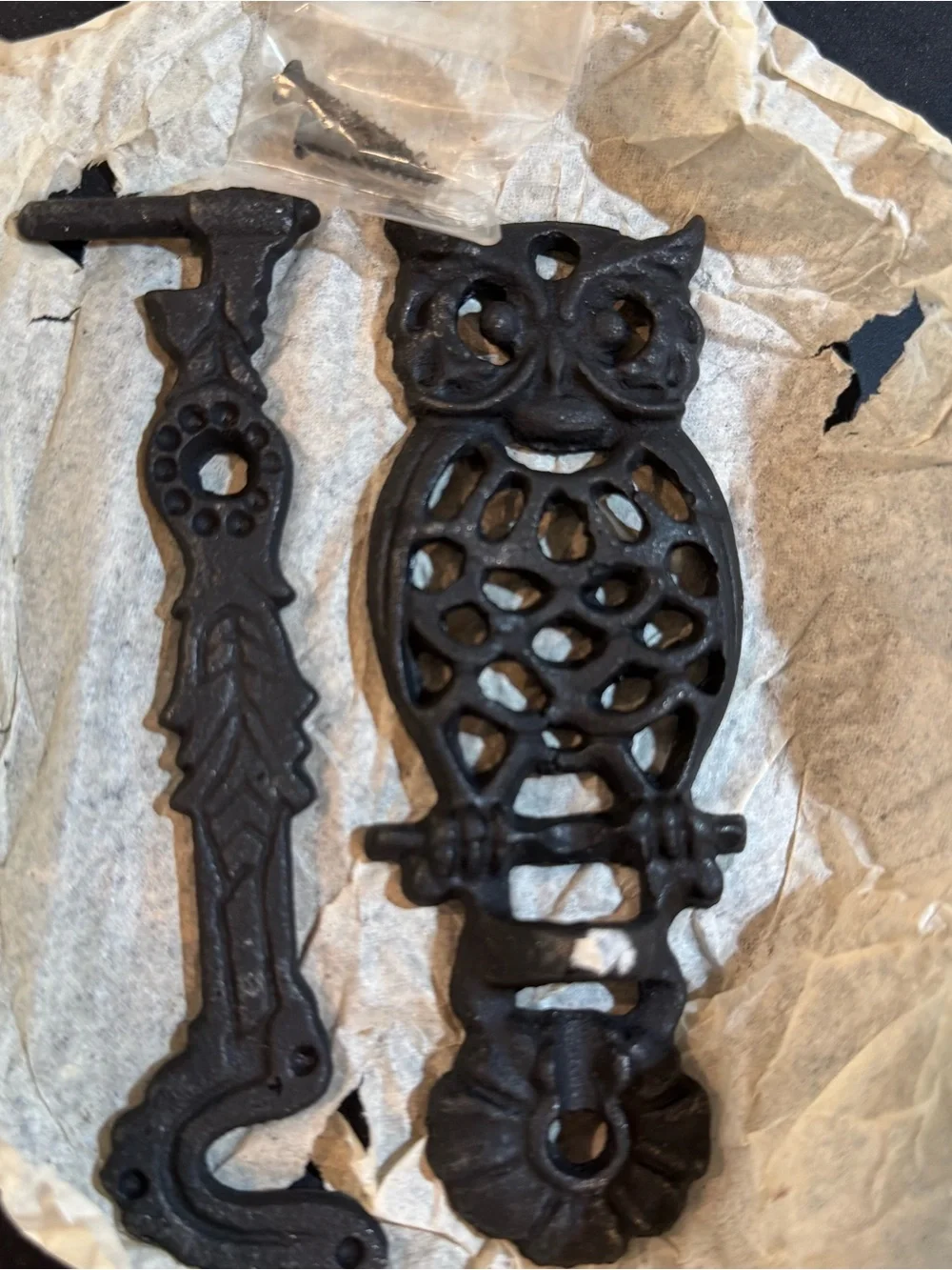 Vintage Cast Iron OWL Wall Mount Swivel Arm Plant Hanger Bracket Hook 5